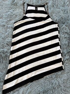 White House Black Market Women’s Sz S Tank Top Asymmetrical Embellished Straps